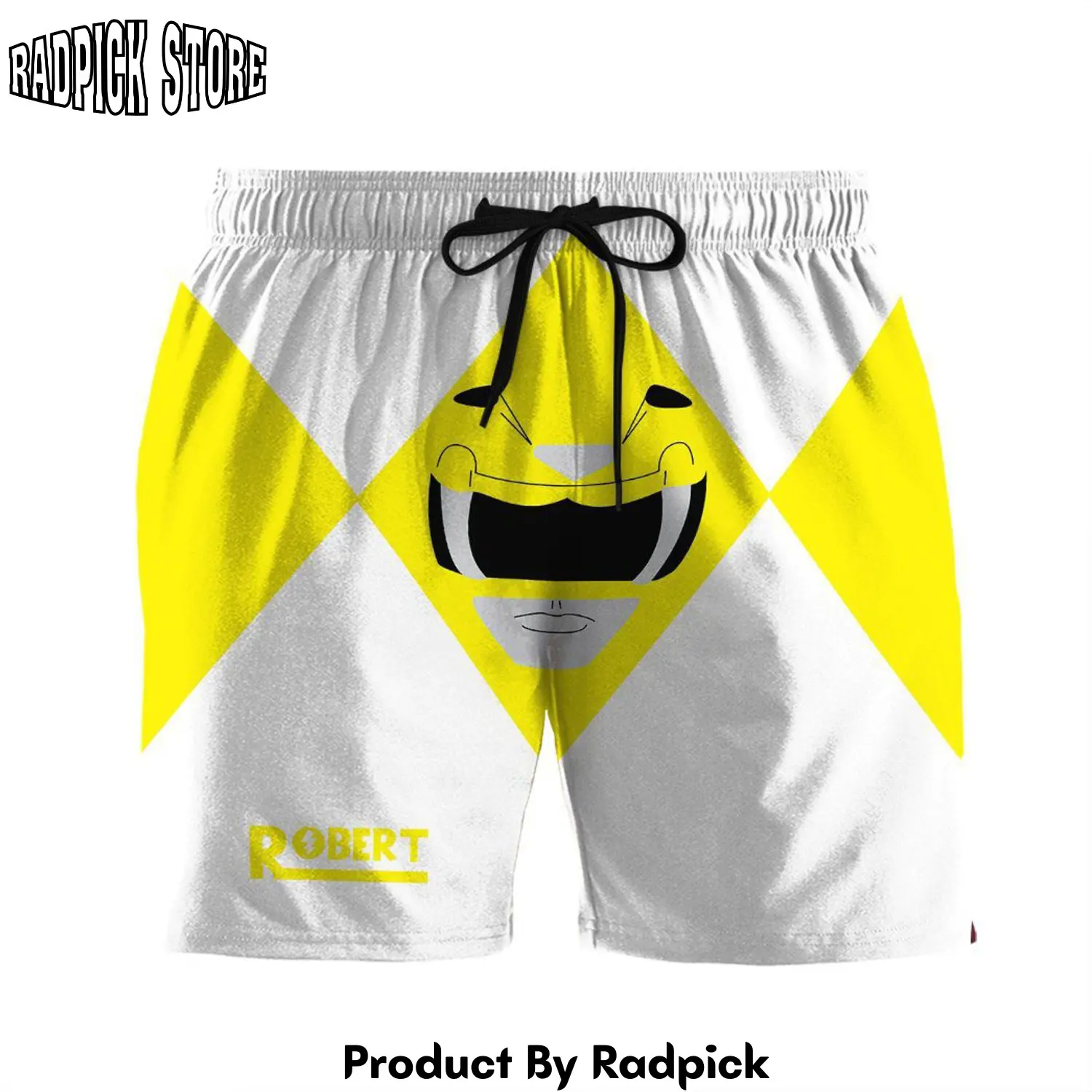 Radpick 3d mighty morphin power rangers yellow ranger custom name beach shorts swim trunk rp631336